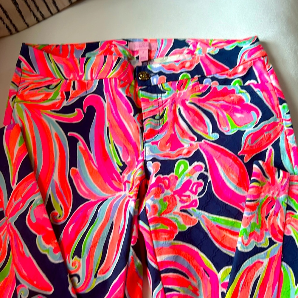 Lilly Pulitzer Kelly Skinny Ankle Pants. Hot Pink Multi. Size 4
